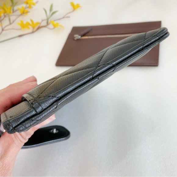 ❤️Beautiful 💎 Authentic Chanel Classic Black Lambskin 2 Set Pouch Long Wallet - Picture 8 of 16